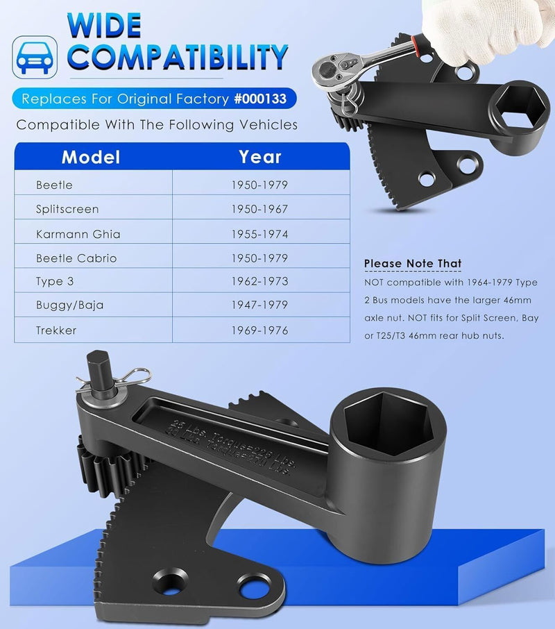 DURAFORCE Torque Leverage Tool for Classic Vw Bug Volkswagen Beetle Remove 36mm Axle Nut
