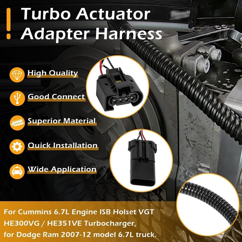 DURAFORCE For Dodge Ram Cummins 6.7L VGT HE300VG Turbocharger Actuator Adapter Harness