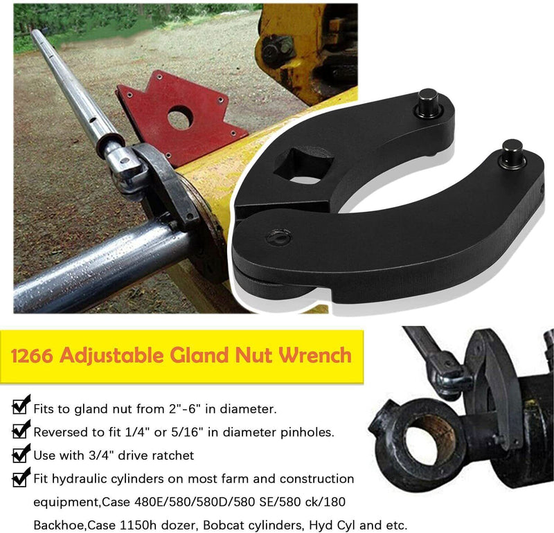 DURAFORCE 1266 & 7463 Gland Nut Wrench for Hydraulic Cylinder Nuts 2" to 6", 1" to 3-3/4"