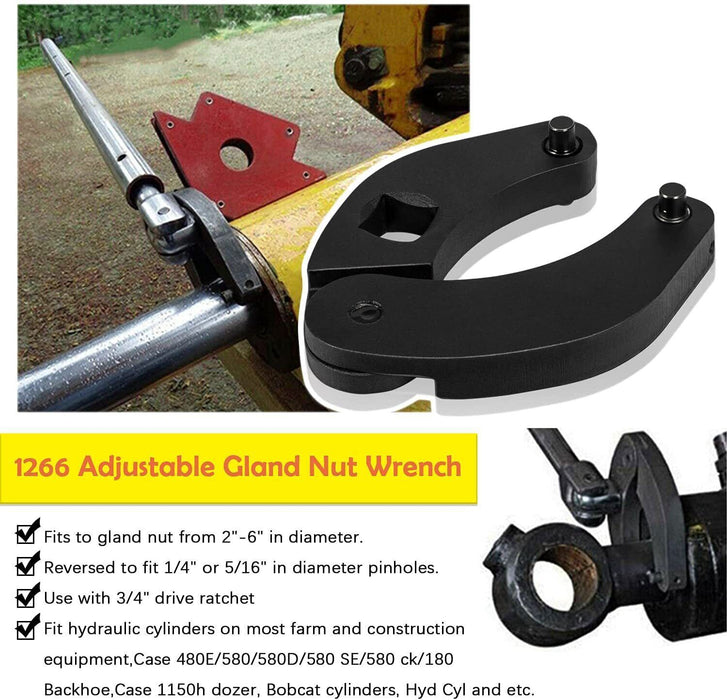 DURAFORCE 1266 & 7463 Gland Nut Wrench for Hydraulic Cylinder Nuts 2" to 6", 1" to 3-3/4"