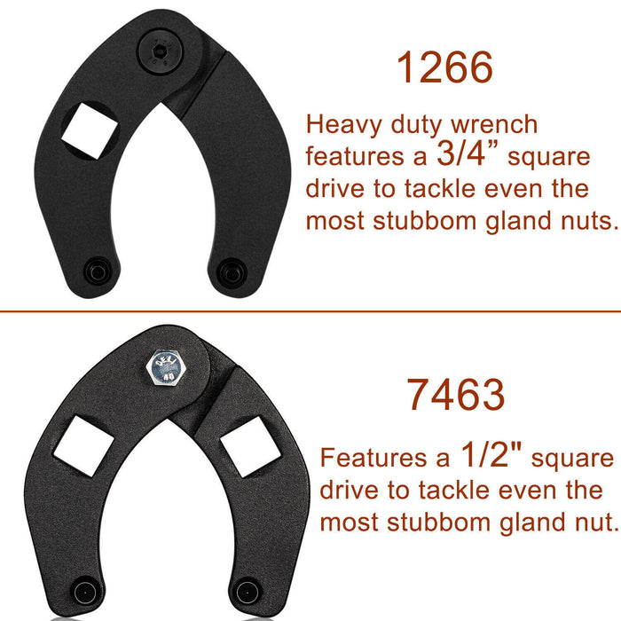 DURAFORCE 1266 & 7463 Gland Nut Wrench for Hydraulic Cylinder Nuts 2" to 6", 1" to 3-3/4"