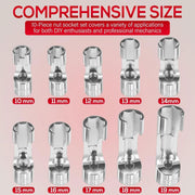 DURAFORCE 12030 Flare Nut Socket Set 3/8" Drive Fuel Line Socket Wrench 10mm-19mm 10PCS