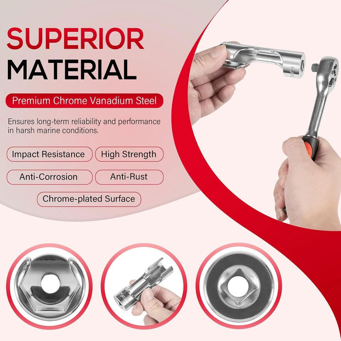 DURAFORCE 12030 Flare Nut Socket Set 3/8" Drive Fuel Line Socket Wrench 10mm-19mm 10PCS