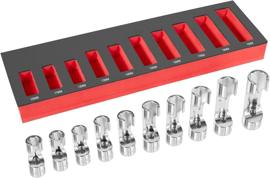 DURAFORCE 12030 Flare Nut Socket Set 3/8" Drive Fuel Line Socket Wrench 10mm-19mm 10PCS