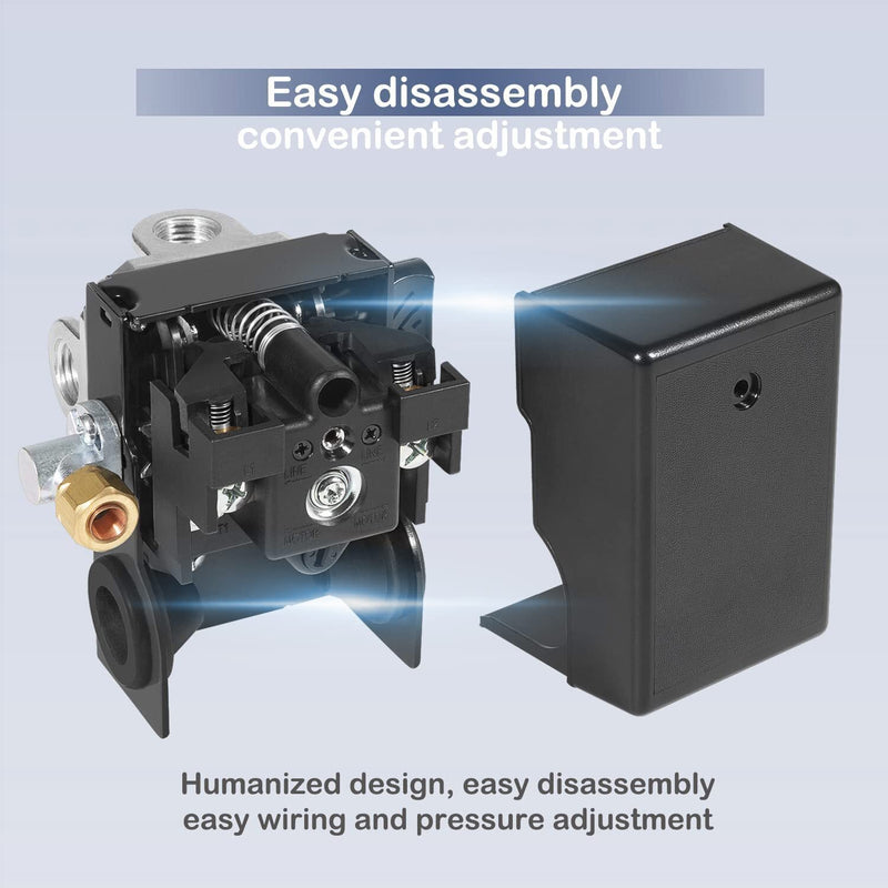DURAFORCE 23474570 Pressure Switch with On/Off Lever for Ingersoll Rand 5HP Air Compressor