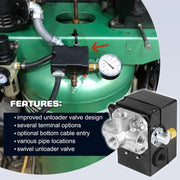 DURAFORCE 23474570 Pressure Switch with On/Off Lever for Ingersoll Rand 5HP Air Compressor