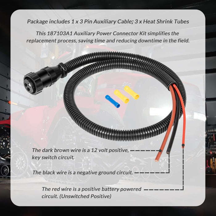 DURAFORCE 187103A1 RE37651 86511459 Aux Power Cord For John Deere Case-IH Ford/New Holland