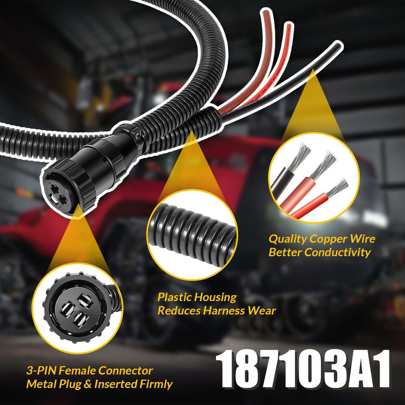 DURAFORCE 187103A1 RE37651 86511459 Aux Power Cord For John Deere Case-IH Ford/New Holland
