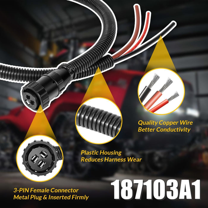 DURAFORCE 187103A1 RE37651 86511459 Aux Power Cord For John Deere Case-IH Ford/New Holland