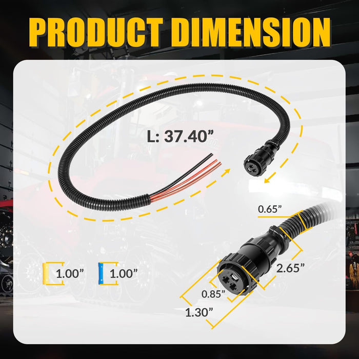DURAFORCE 187103A1 RE37651 86511459 Aux Power Cord For John Deere Case-IH Ford/New Holland