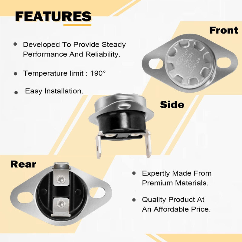 DURAFORCE 31091 High Temp Limit Switch 190 for Dometic/Atwood/HydroFlame RV Furnace Heater