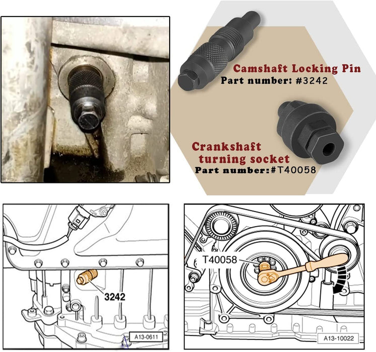 DURAFORCE Camshaft Locking Timing Tool Kit T40047 T40046 T3242 for VW Audi 4.2L V8 Engines