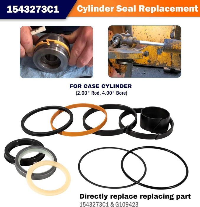 DURAFORCE 1543273C1 G109423 G105545 Hydraulic Cylinder Seal Kit for Case 450 455 550 580