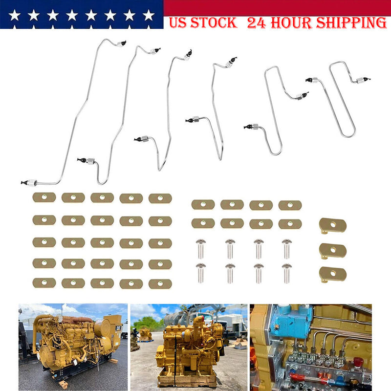 DURAFORCE 6 Pcs Fuel Injection Line Kit w/ Clamps for CAT Caterpillar 3406B 3406C 1917942
