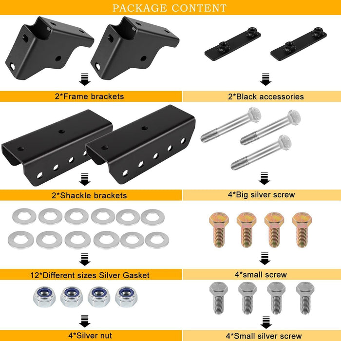 DURAFORCE 1.5" Rear Shackle Relocation Kit For 1984-2001 Jeep Cherokee XJ 2WD/4WD