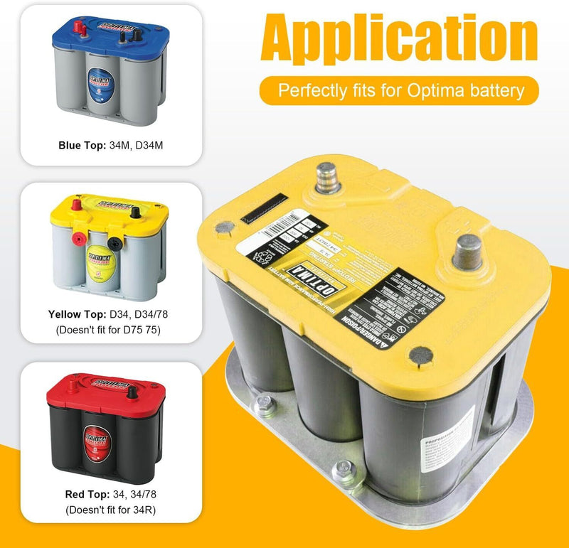 DURAFORCE Battery Pallet For Optima Battery Tray Red Yellow Blue Top 34 34/78 D34 D34/78