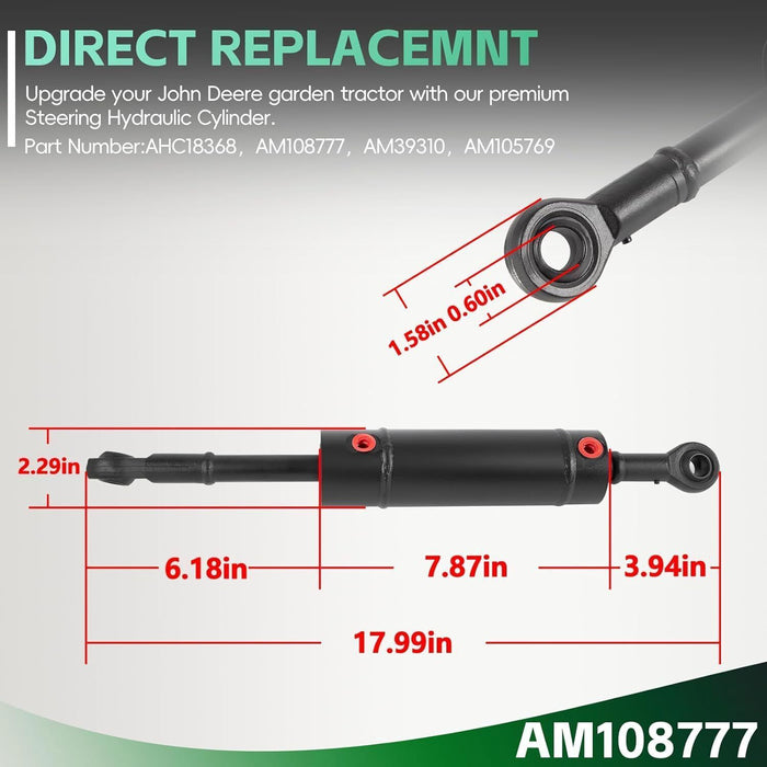DURAFORCE Hydraulic Steering Cylinder For John Deere 322 332 318 AM108777 AM39310 AM105769