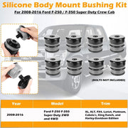 DURAFORCE Silicone Body Mount Bushing Kit for Ford F250 F350 2008-2016 Super Duty Crew Cab