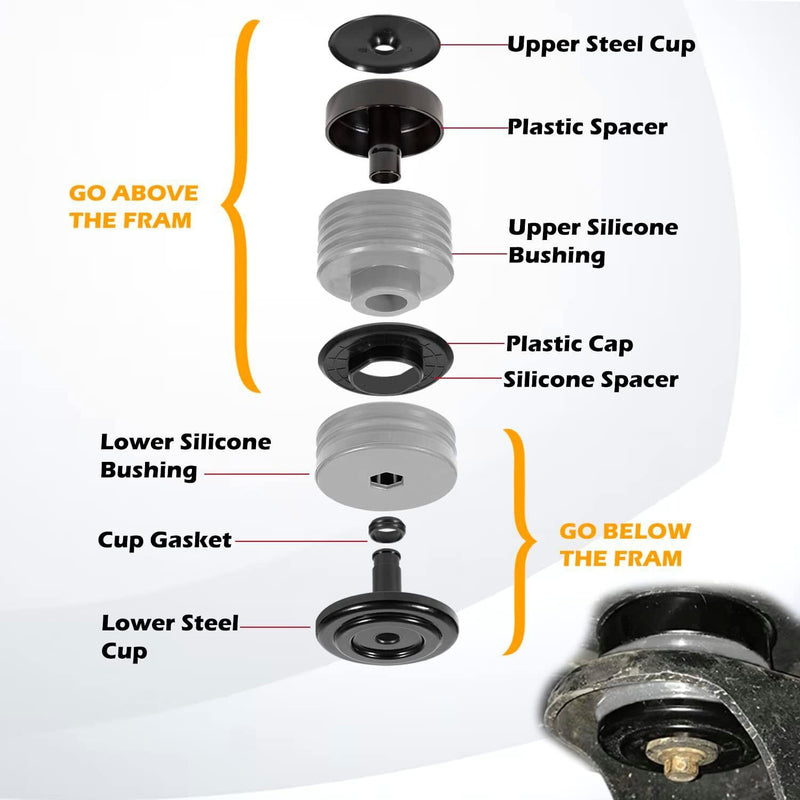 DURAFORCE Silicone Body Mount Bushing Kit for Ford F250 F350 2008-2016 Super Duty Crew Cab