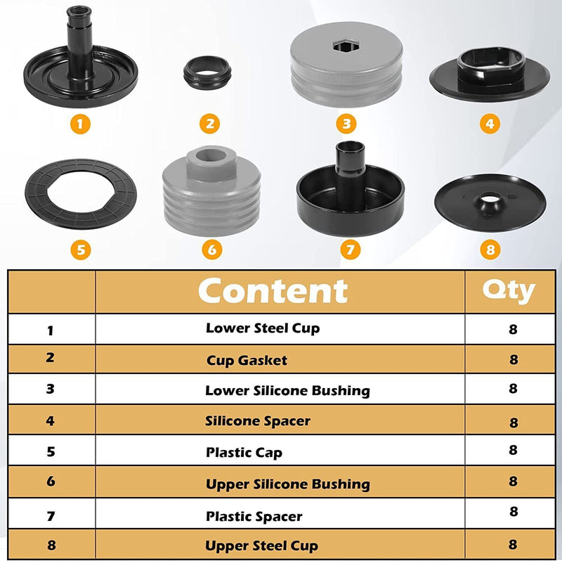 DURAFORCE Silicone Body Mount Bushing Kit for Ford F250 F350 2008-2016 Super Duty Crew Cab