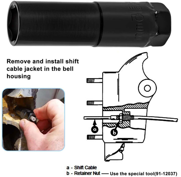 DURAFORCE Shift Cable Tool Socket 91-12037 For Mercruiser Alpha One Gen I Gen II,MC-1,R,MR