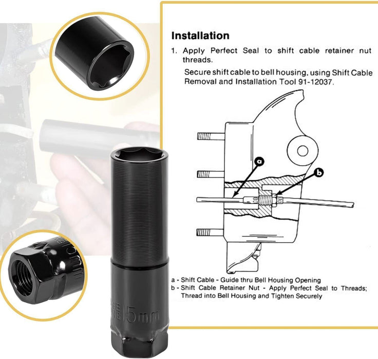 DURAFORCE Shift Cable Tool Socket 91-12037 For Mercruiser Alpha One Gen I Gen II,MC-1,R,MR