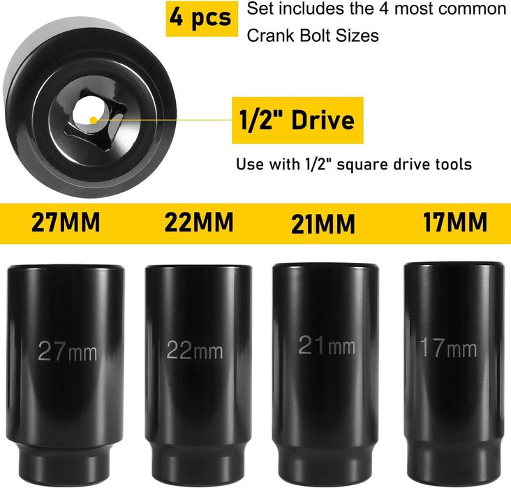 DURAFORCE 17MM 21MM 22M 27MM Harmonic Balancer Socket Set, Crank Bolt Socket Removal Tool