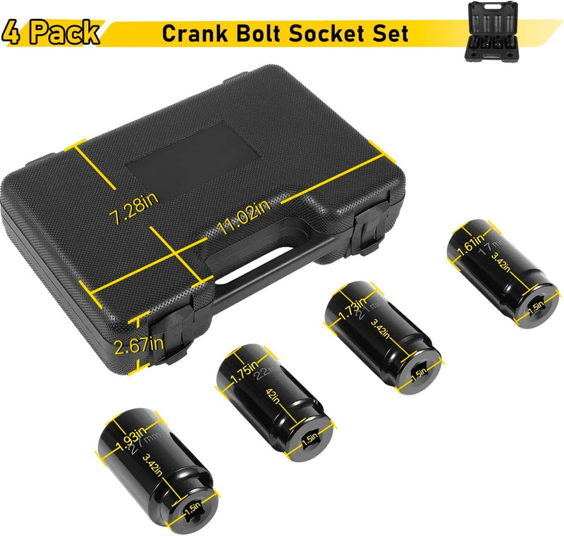 DURAFORCE 17MM 21MM 22M 27MM Harmonic Balancer Socket Set, Crank Bolt Socket Removal Tool