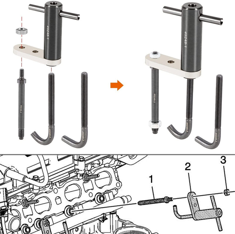 DURAFORCE 6706 Fuel Injector Rail Assembly Remover Tool EN-49248 For Chevy GMC Cadillac GM