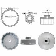 DURAFORCE 74mm Oil Filter Wrench Socket Remover Caps Tool for Mercedes Benz Audi Toyota VW