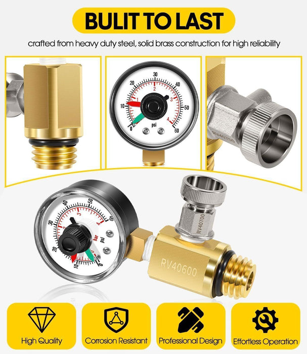 DURAFORCE for Pentair RV40600 98209800 Brass AIR RELIEF VALVE GAUGE FNS Plus Clean & Clear