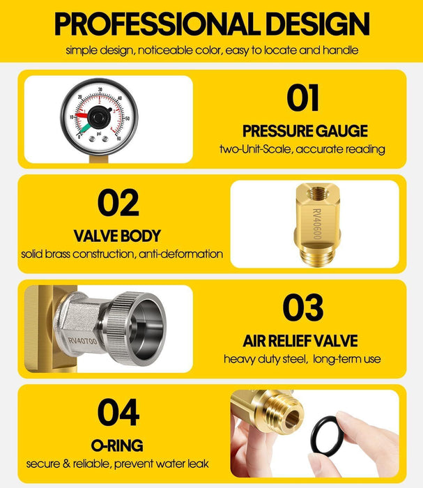 DURAFORCE for Pentair RV40600 98209800 Brass AIR RELIEF VALVE GAUGE FNS Plus Clean & Clear