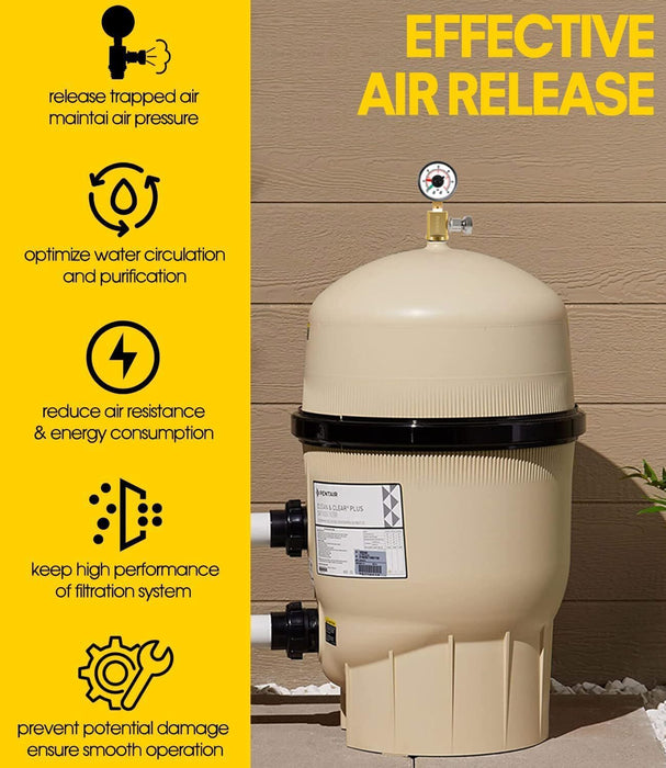 DURAFORCE for Pentair RV40600 98209800 Brass AIR RELIEF VALVE GAUGE FNS Plus Clean & Clear