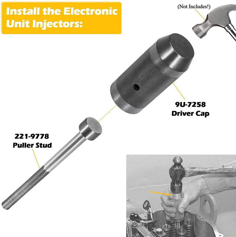 DURAFORCE 9U-6891 Injector Sleeve Tool+Injector Height Tool+Socket for CAT 3406E C-15 C-16