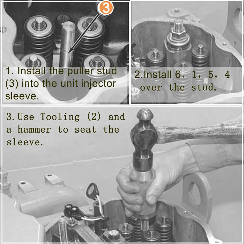 DURAFORCE 9U-6891 Injector Sleeve Tool+Injector Height Tool+Socket for CAT 3406E C-15 C-16
