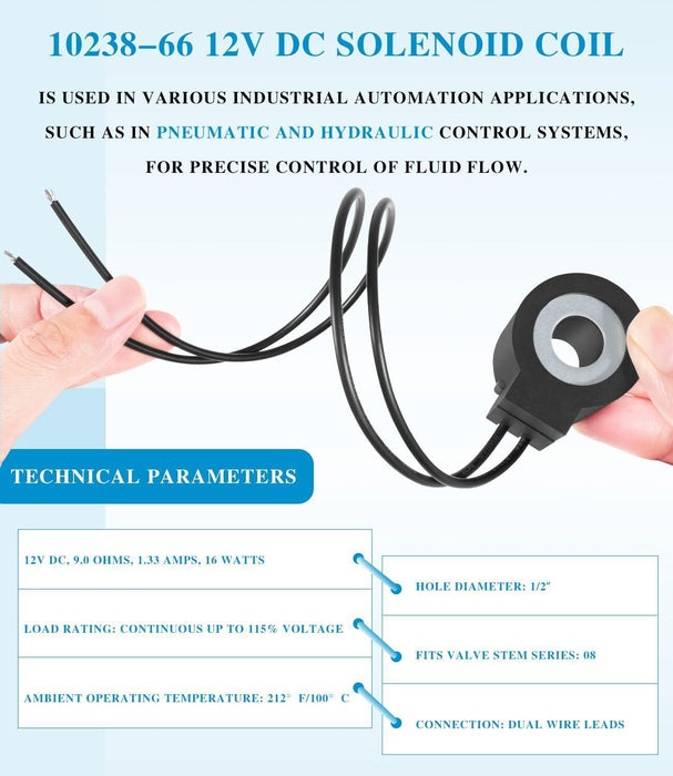 DURAFORCE 10238-66 Solenoid Coil 12VDC 16W Hydraulic Power Unit Lift Dump For Series 08