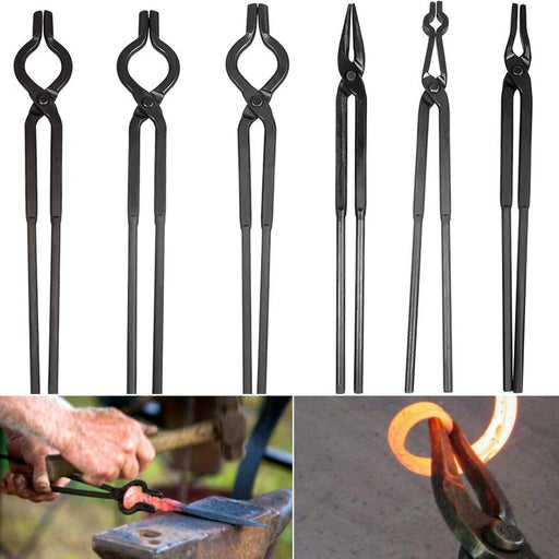 DURAFORCE 6Pcs Beginner Blacksmith Bladesmith Forge Tongs Tools Set Knife Making Tongs Set