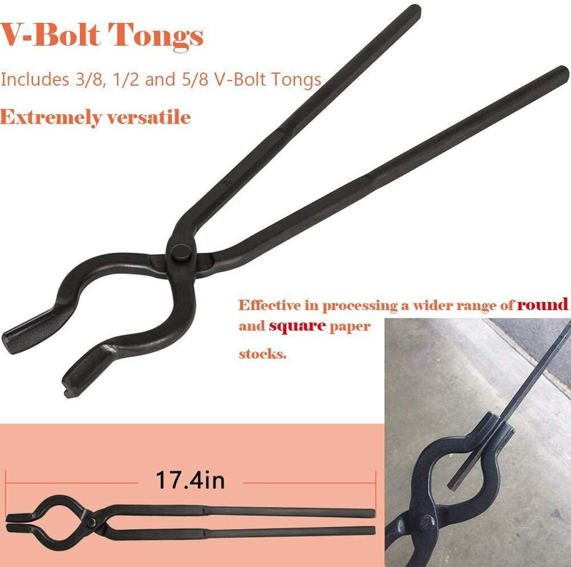 DURAFORCE 6Pcs Beginner Blacksmith Bladesmith Forge Tongs Tools Set Knife Making Tongs Set