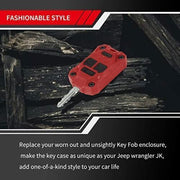 DURAFORCE For JK Accessories Car Key Fob Case Cover for Jeep Wrangler JK 2007-2018 Red