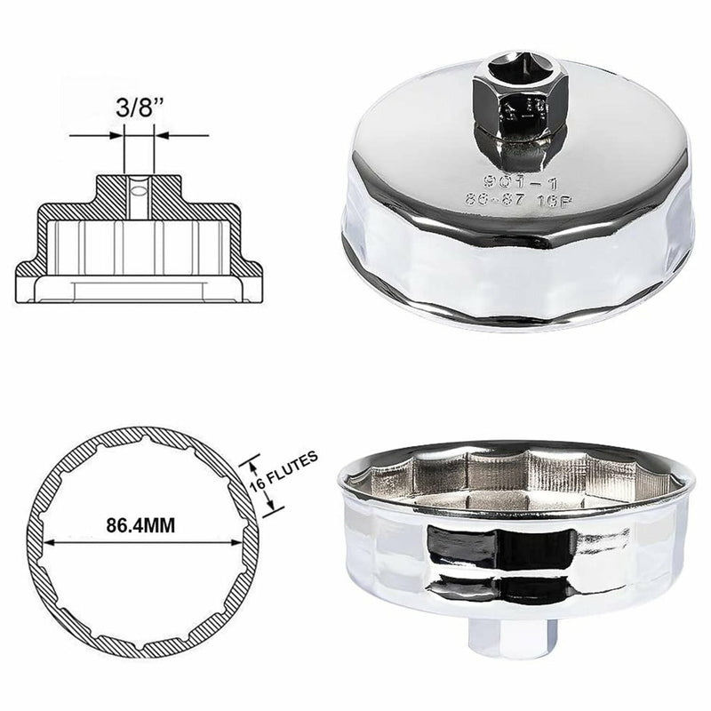 DURAFORCE Oil Filter Wrench for BMW 86mm Cartridge Style Oil Filter Housing Caps