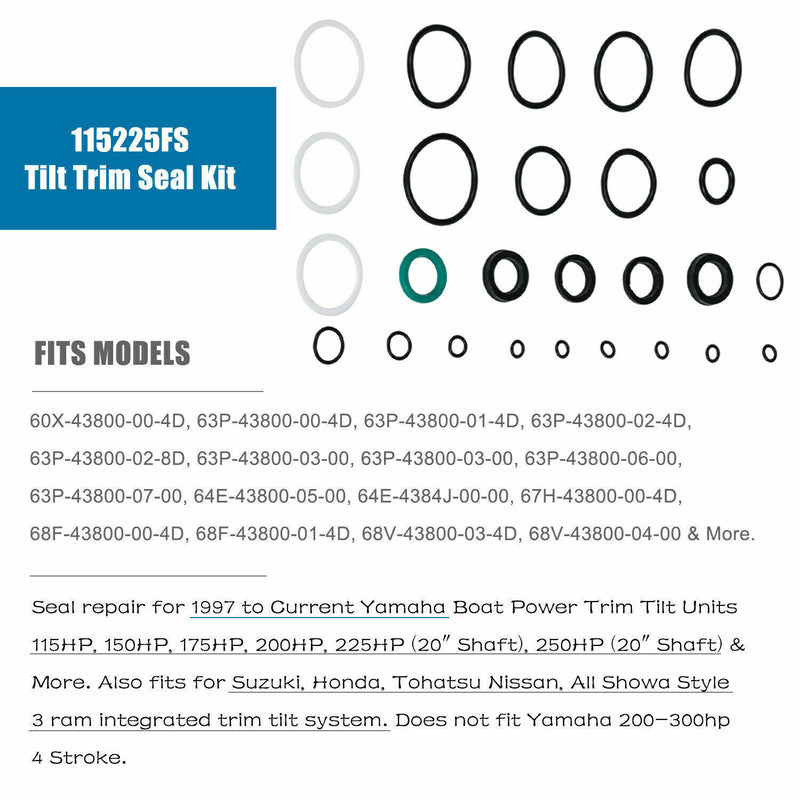 DURAFORCE Rebuild kit Tilt Trim Showa Motor Seal Kit 115225FS for Yamaha 115-225HP 1997+