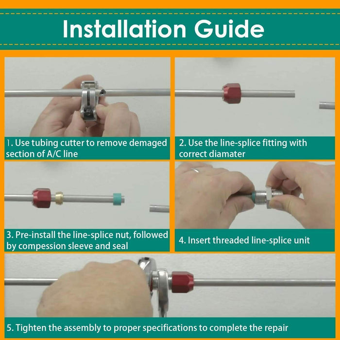 DURAFORCE 800-640 5/8'' Aluminum Line Splice Repair Kit Works for A/C, coolant Etc