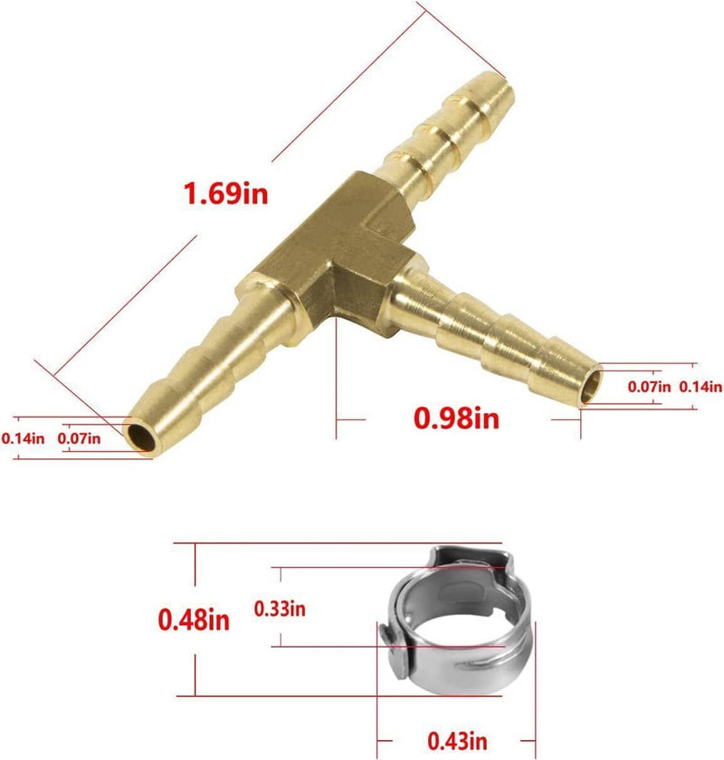 DURAFORCE Fuel Injector Return Line Tee"T" Fitting Brass For Ford 6.7L Powerstroke 11-20