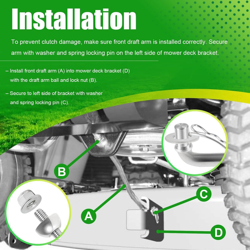 DURAFORCE GX20497A Front Draft Arm Kit Deck Lift Linkage Hanger Arm for John Deere GX20497