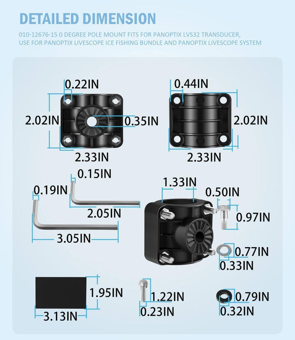 DURAFORCE 010-12676-15 0 Degree Livescope Pole Mount For Garmin Panoptix LVS32 Transducer