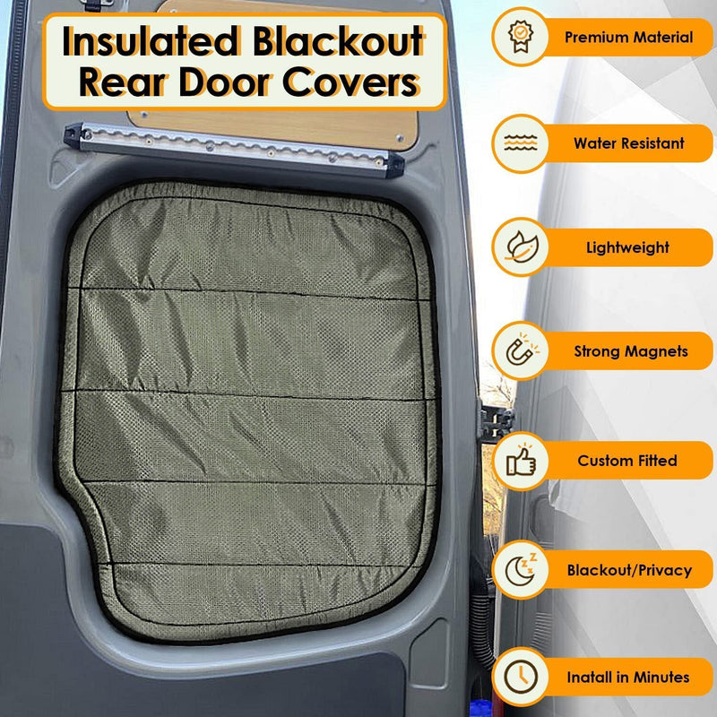 DURAFORCE For Mercedes-Benz Sprinter Cargo Van 07-18 Insulated Blackout Rear Door Covers