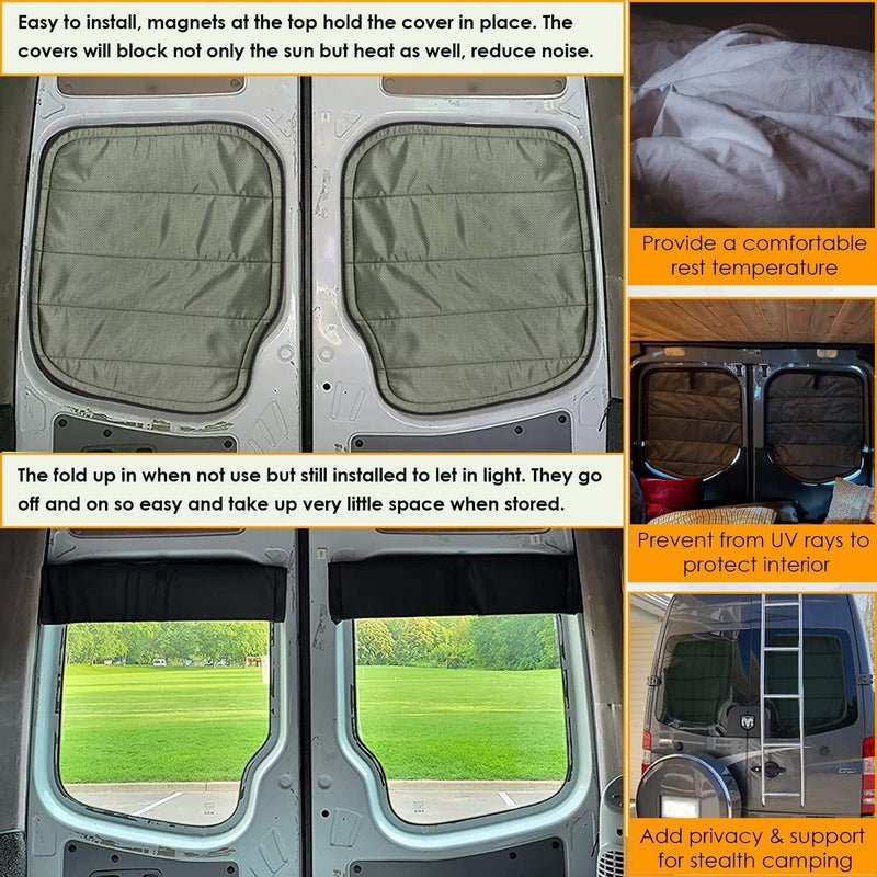 DURAFORCE For Mercedes-Benz Sprinter Cargo Van 07-18 Insulated Blackout Rear Door Covers