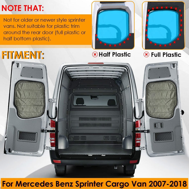 DURAFORCE For Mercedes-Benz Sprinter Cargo Van 07-18 Insulated Blackout Rear Door Covers