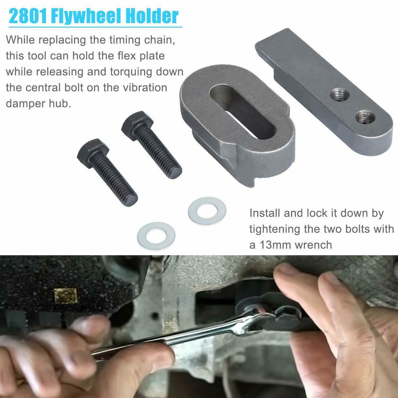 DURAFORCE 2801 Flywheel Holder Lock Tool & 7676 Oil Seal Repair Kit for BMW N20 N26 Engine