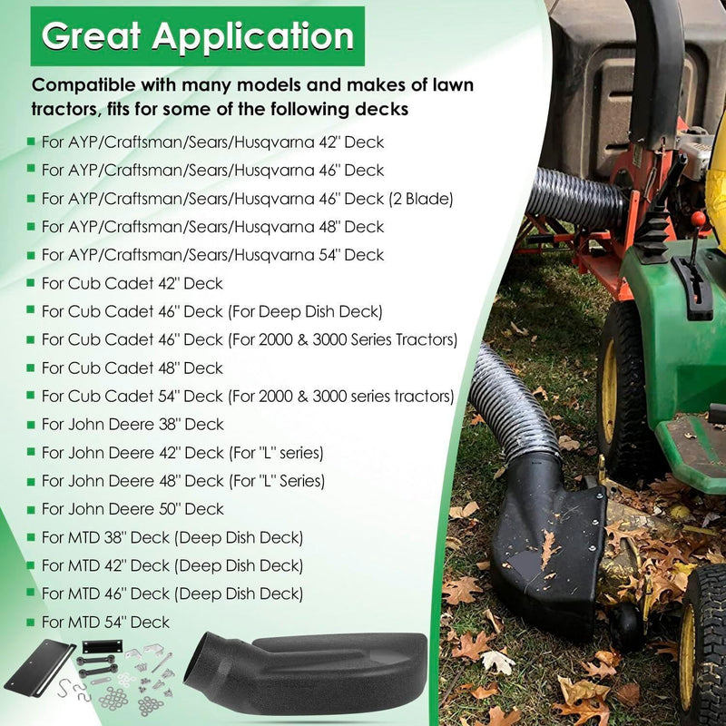 DURAFORCE 62468 Adapter Mow-N-Vac Kit Leaf Vacuum Bagger Universal Deck Boot Chute